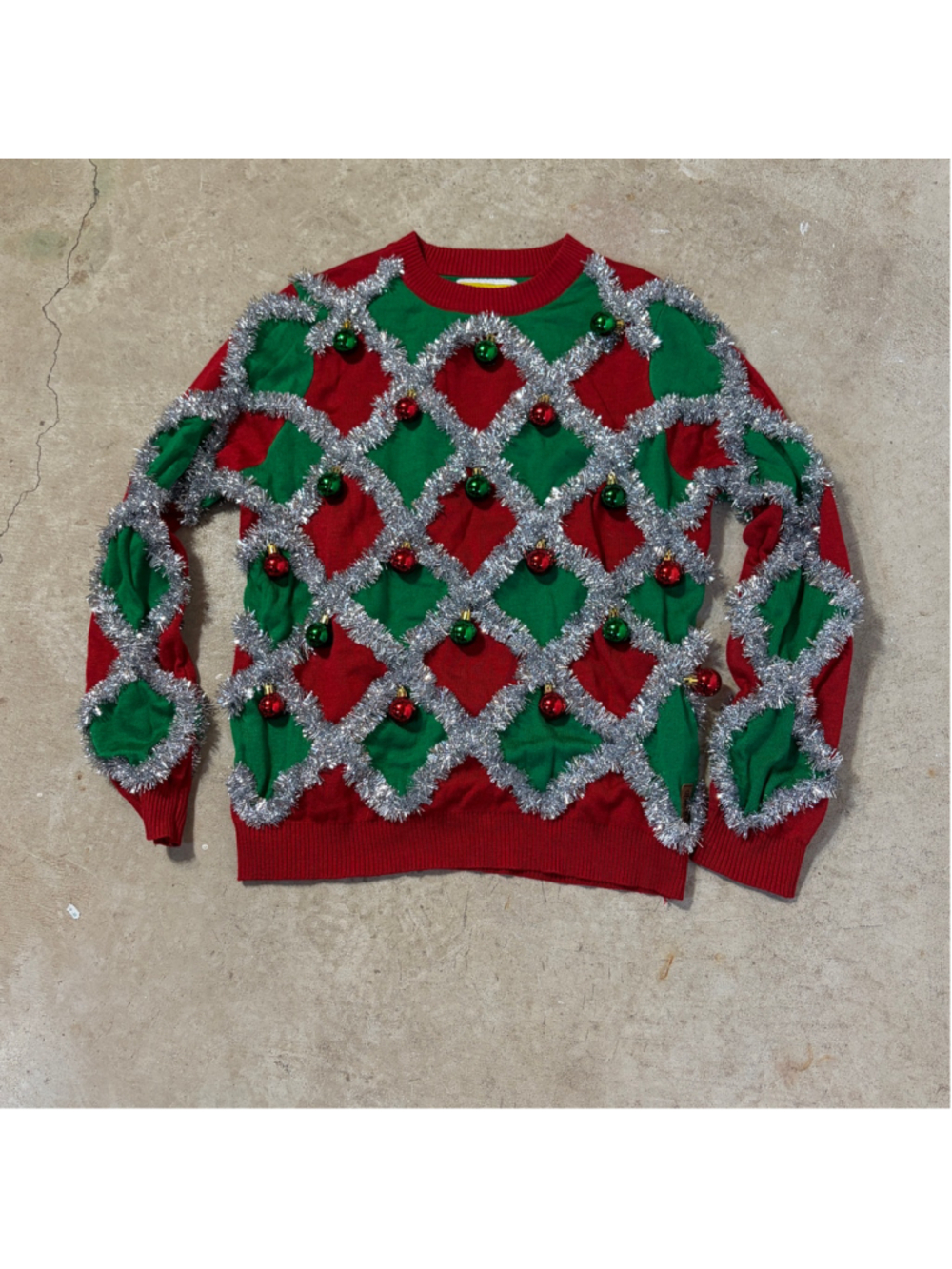 Tipsy Elves Tacky Tinsel Gaudy Garland Ugly Christmas Sweater Unisex Men’s Large